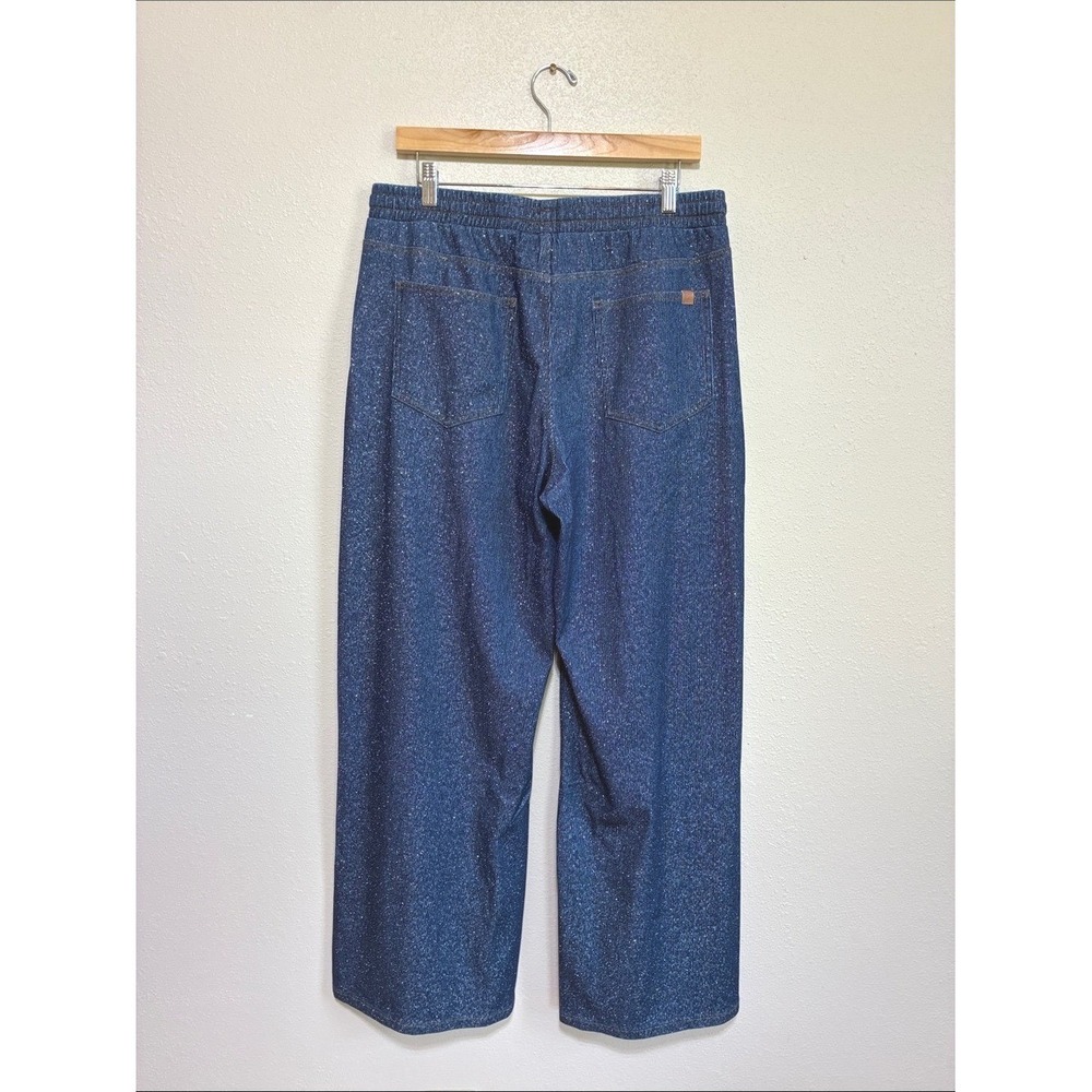 Halara Flex L Low Rise Drawstring Wide Leg Silver Shine Casual Sweatpants Jeans - Picture 7 of 12